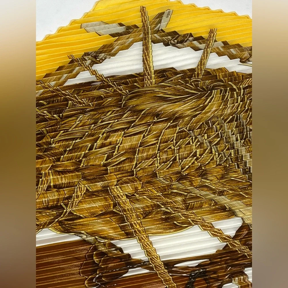 Hermes Plisse Silk Scarf Jardin Creole Carre 90 Pleaded Valerie Dawlat Dumoulin - Picture 9 of 16